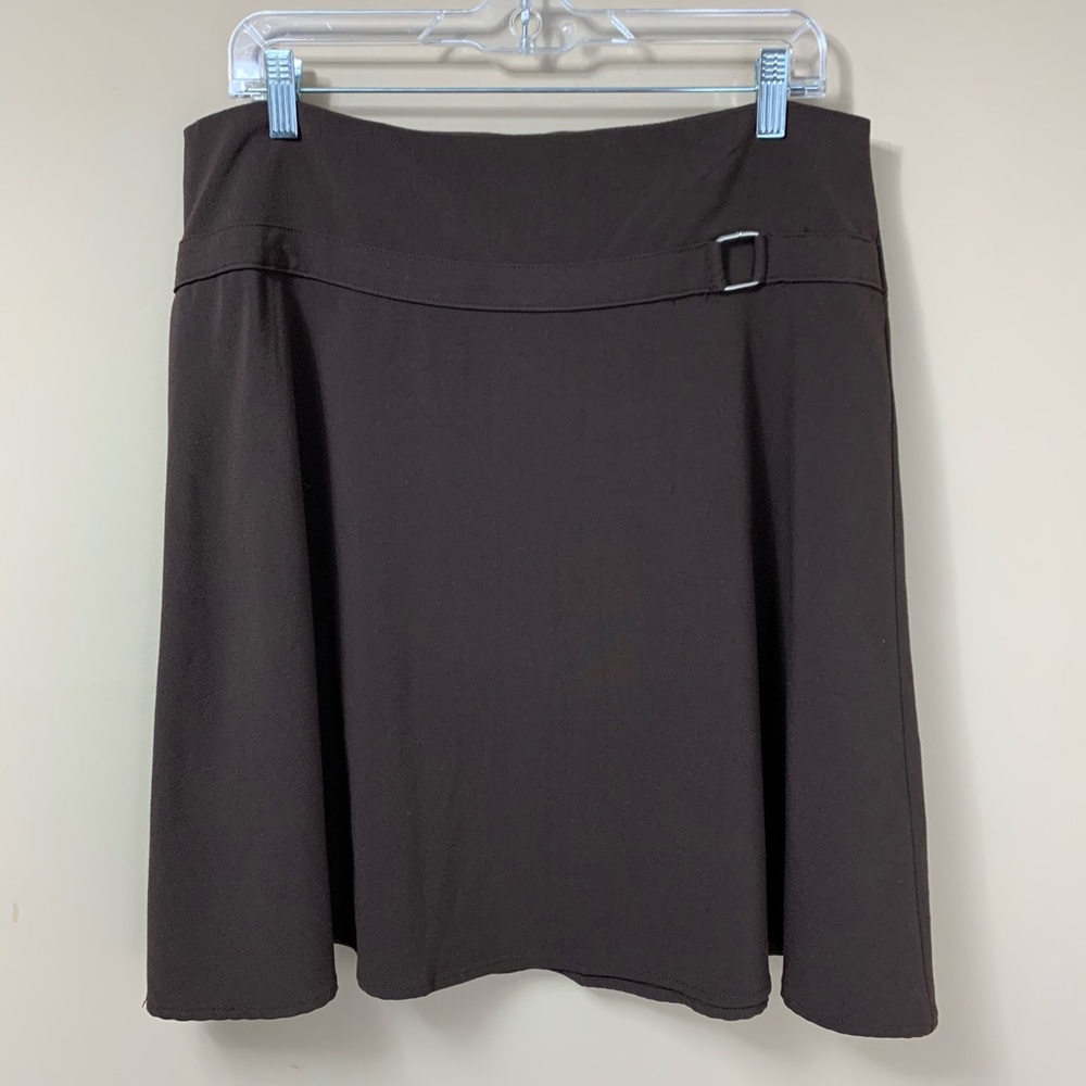 3/$15 SALE! Chocolate Brown Quarter Circle Skirt with Silver Metal Buckle
